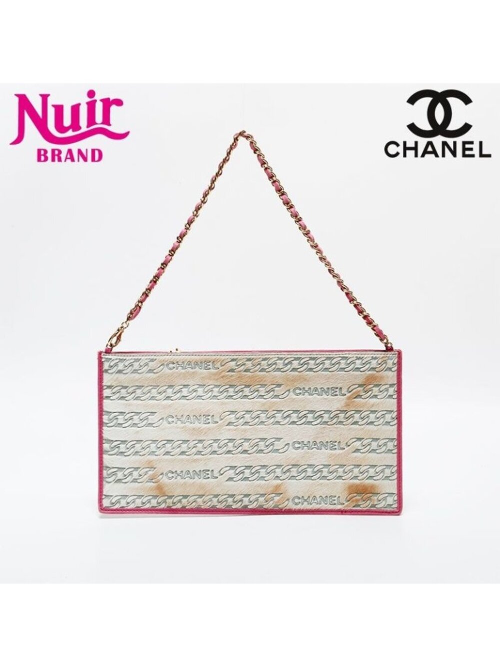 Chanel Shoulder Bag Calf Hair Logo Chain